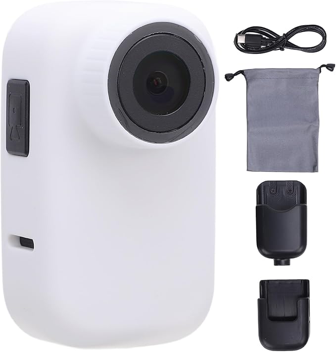 Pet Body Worn Camera, Water Portable HD Wearable Body Cam with Multiple Functions, for Cats Dogs Outdoor Travel Adventures (White)