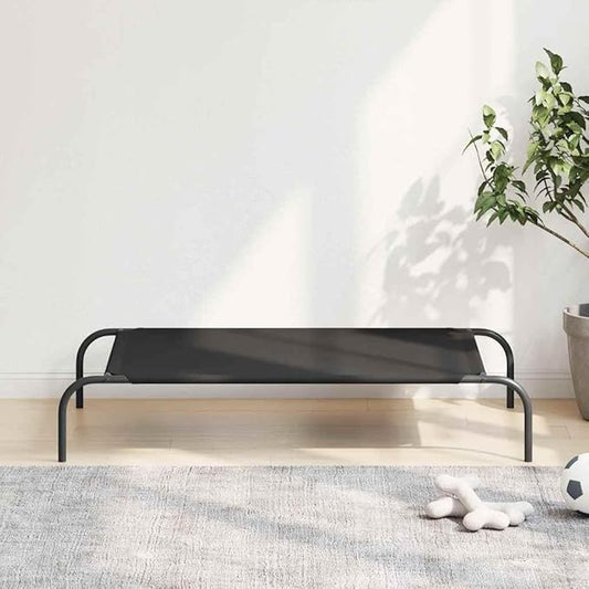 Elevated Dog Bed for Medium Dogs, Raised Pet Cot with Breathable Oxford Fabric and Durable Powder-Coated Steel Frame, Indoor Outdoor Cooling Bed, Black, 43.3 x 25.6 Inches