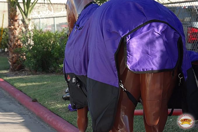 HILASON 1200D Winter Waterproof Poly Horse Turnout Blanket Belly Wrap Purple | 74 in