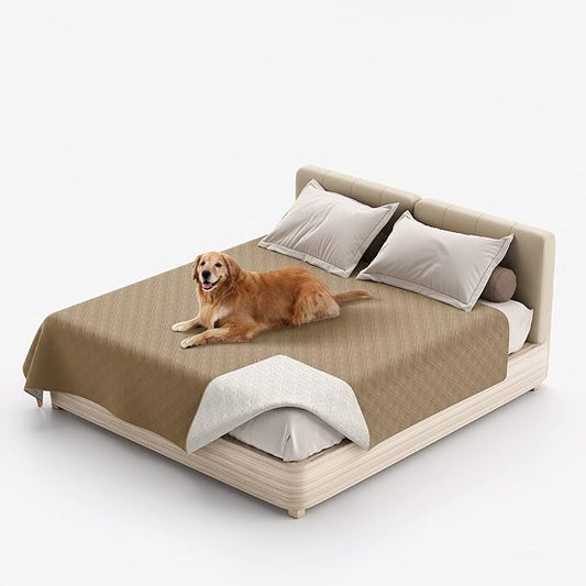 Waterproof Dog Bed Covers for Couch Protection, Water-Resistant Soft Dog Pet Blanket Anti-Slip Dog Blanket for Bed, for Furniture Bed Couch Sofa (Taupe,82x102inch)