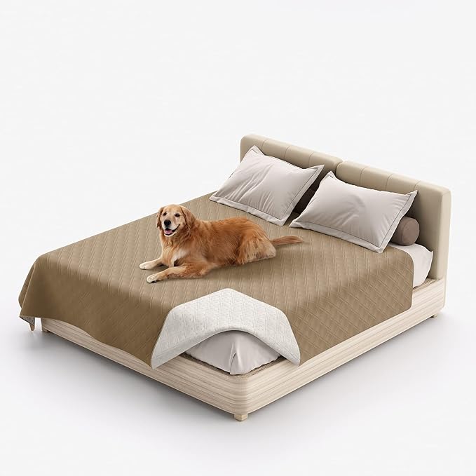 Waterproof Dog Bed Covers for Couch Protection, Water-Resistant Soft Dog Pet Blanket Anti-Slip Dog Blanket for Bed, for Furniture Bed Couch Sofa (Taupe,86x82inch)