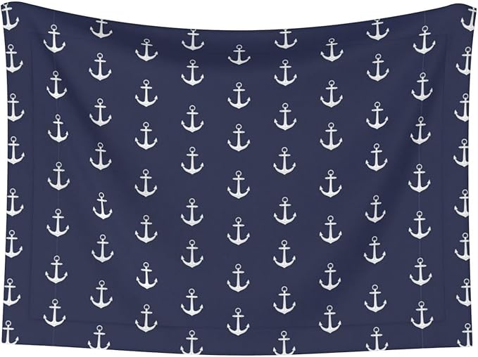Double Sided Pet Throw for Dogs Who Shed, Nautical Anchor Navy, Reversible Blanket with Nubby Dot Side Catches Loose Fur for Easier Furniture Cleanup