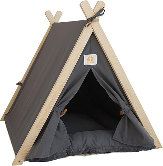 Pet Teepee Tent, Soft Large Space Portable Universal Pet Tent Bed, Cat Sleeping Bed, Cat Nest, Pet Mat beds Furniture, Pet Bed for Dogs Cats Resting Playing(Grey)