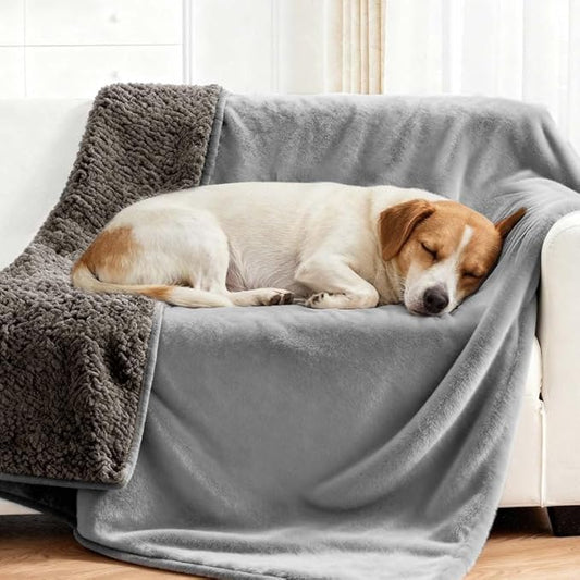 Lekereise Reversible Waterproof Dog Blanket, Super Soft Scratch-Resistant Pet Blanket, Washable Leak-Proof Cover for Sofa Bed Car Seat, for Cats to Large Dogs (Gray, 25" x 35")