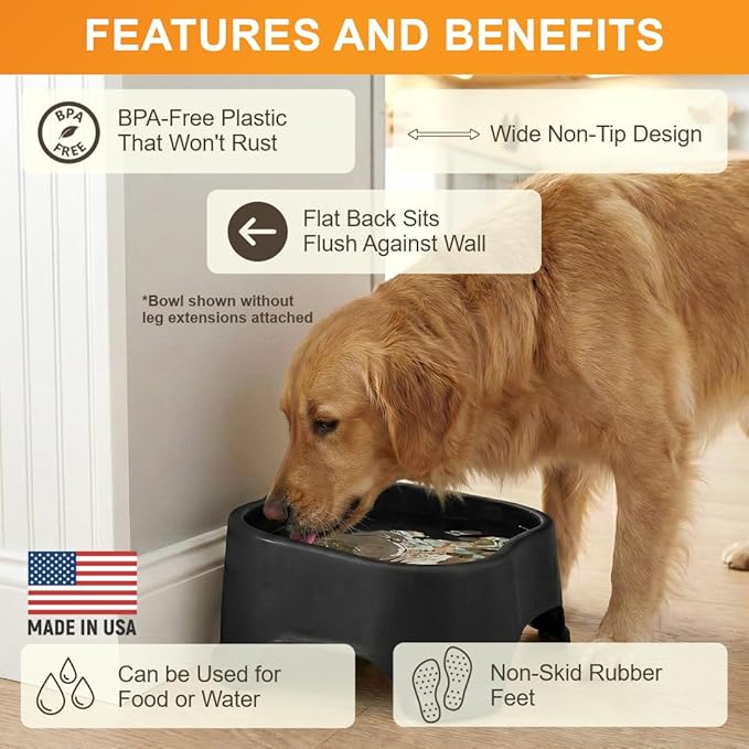 Neater Pet Brands Extra Large Water Bowl for Dogs, Elevated Outdoor Dog Water Bowl (1.25 Gallon XL Capacity), Big Trough Style Food Dish for Indoors or Outside, No Spill Large Dog Bowls, Black