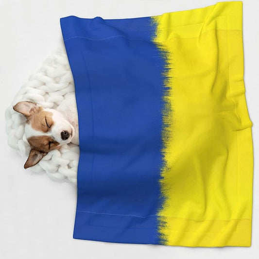 Pet Blanket for Couches and Beds, Abstract Artistic Ukrainian Flag, Reversible Double Sided Plush Design with Soft Bumpy Texture and Smooth Surface, Furniture Protector