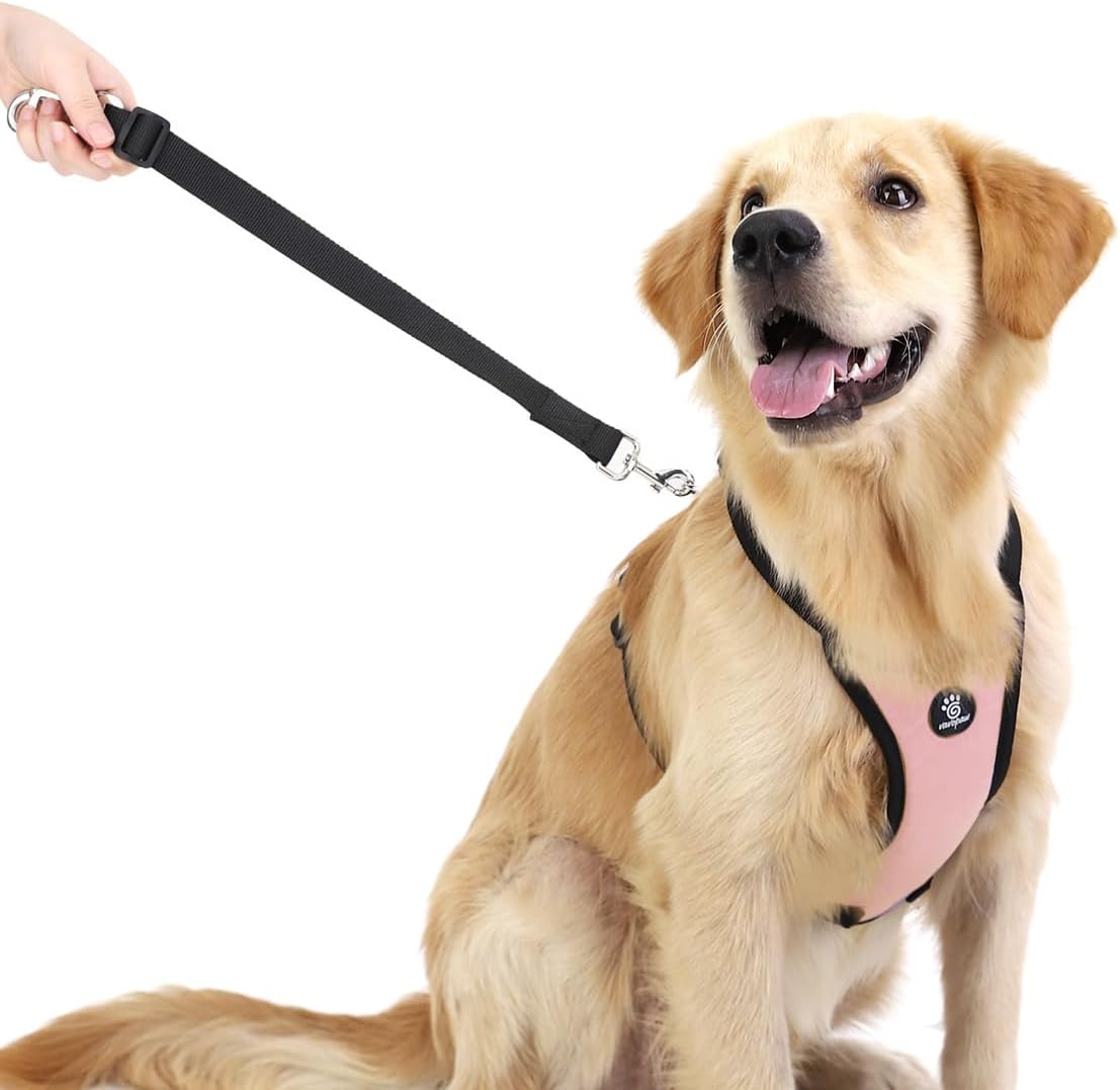 Dog Seat Belt, Safety Vest Dog Car Harness with Adjustable Buckle Dog Seat Belt for Vehicle Nylon Pet Safety Seat Belts Heavy Duty(L, Pink)