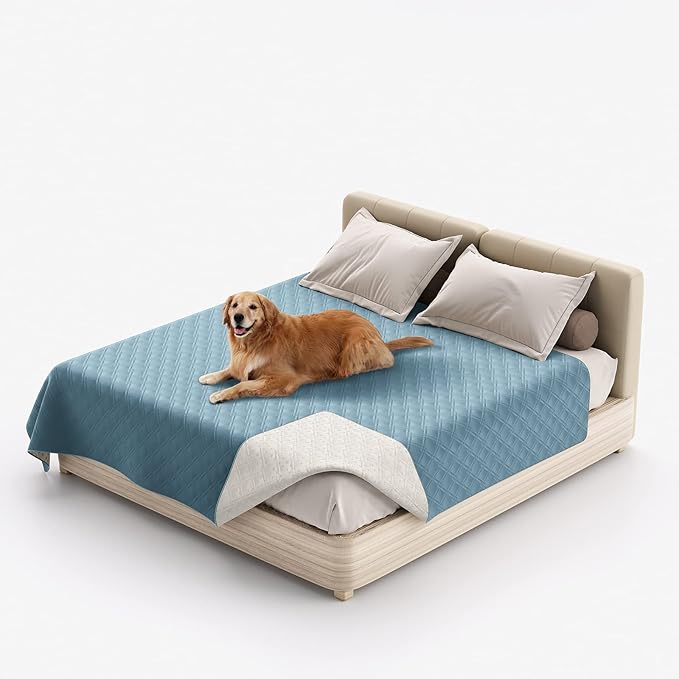 Waterproof Dog Bed Covers for Couch Protection, Water-Resistant Soft Dog Pet Blanket Anti-Slip Dog Blanket for Bed, for Furniture Bed Couch Sofa (Gray Blue,96x82inch)