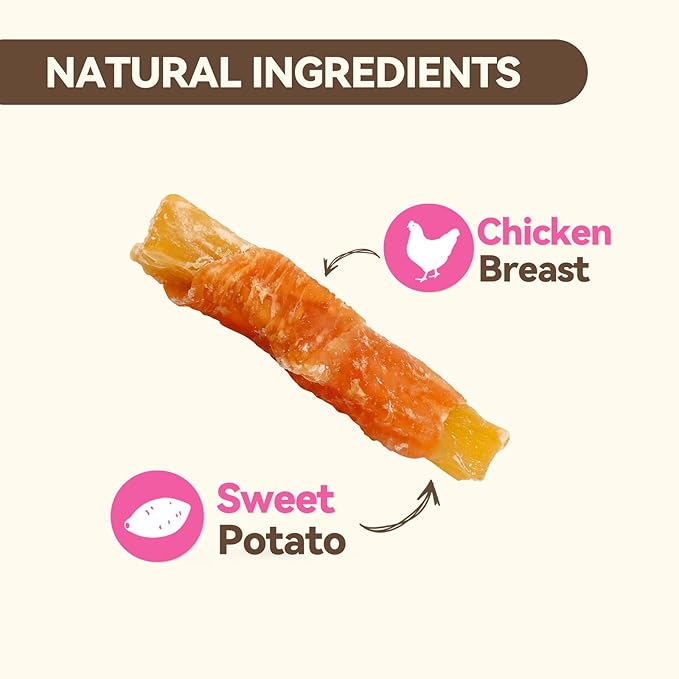 Dog Treats, Chicken Wrapped Sweet Potato, Soft Rawhide-Free Chews for Puppies & Small Dogs, 14 oz