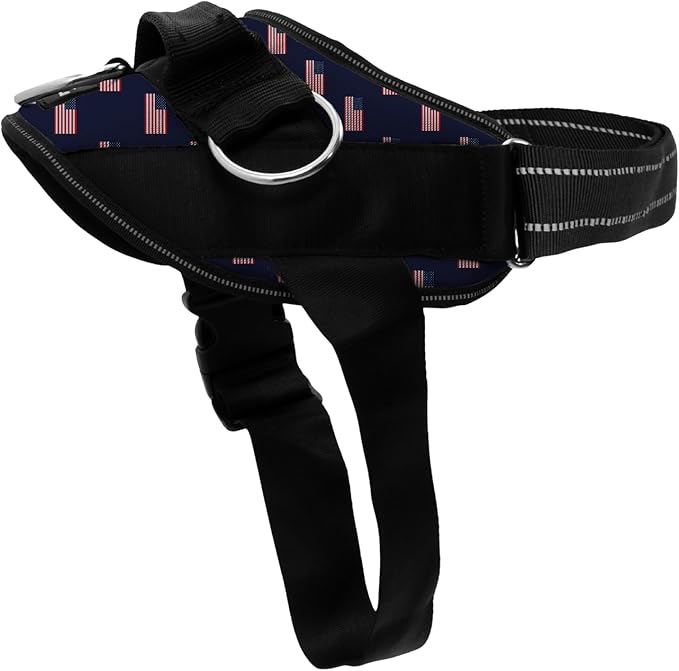 ShawnCo Essential Dog Harness, No-Pull Pet Vest with 3 Leash Clips, No Choke, Reflective, Adjustable and Padded, for Easy Walking and Training for Small, Medium and Large Dogs (USA Flag,L)