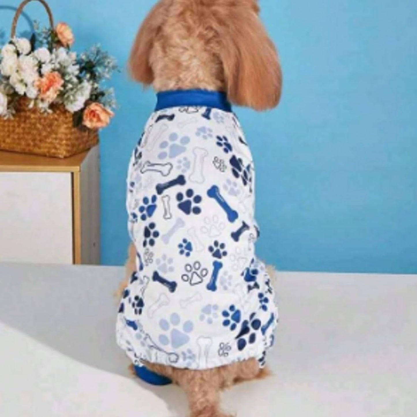 Vet-Approved Dog Pajamas Onesie for Small Dog Clothes - Lightweight Soft Stretchy Puppy Costume - Certified Hypoallergenic Comfort Anxiety-Reducing (Blue,Small)