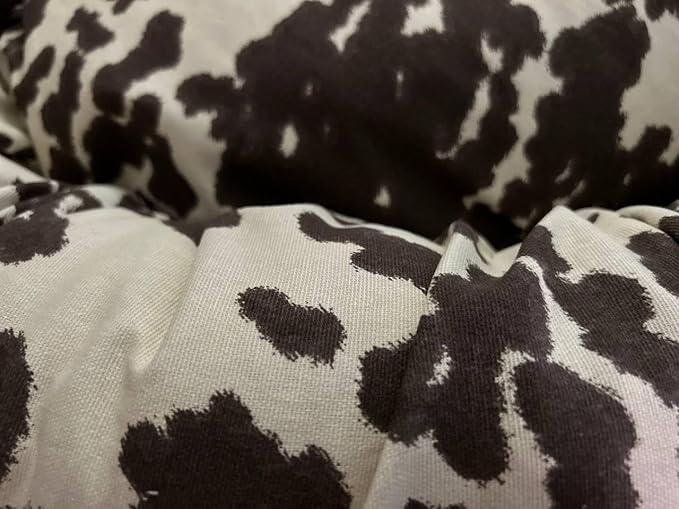Organic Cotton Canvas Dog Bed: Removable Cover, Natural Fill - Made in USA (Cow Print Brown White, X Small 18" x 6" inches)