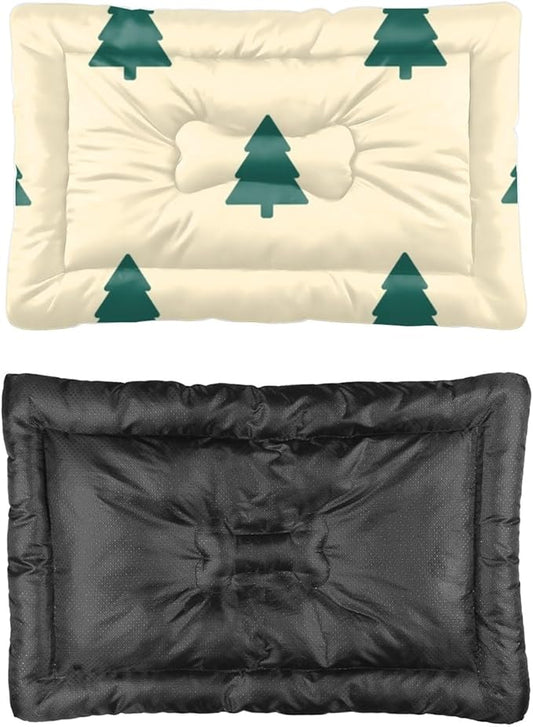 Holiday Minimal Tree Crate Dog Bed Washable Pet Mats Beds for Household Pets Winter Cozy Pet Bed Non- Slip Bottom Dog Friendly Furniture Multi- Scenario Cat Mat Gift Printed Mat 24× 18 Inch