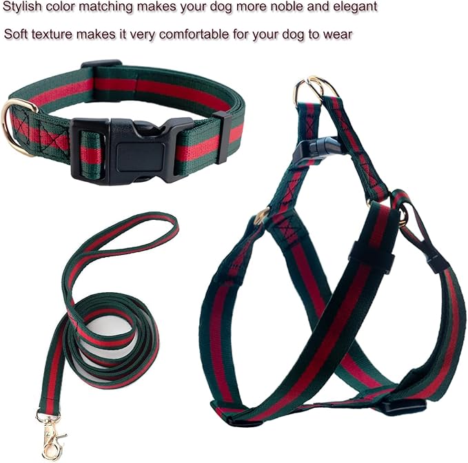 Premium and Stylish Dog Collar Harness and Leash,Soft Comfortable，Chest Adjustable Pet Harness,Luxury Fashion Dog Harness Leashes Set Gift for Big Dogs
