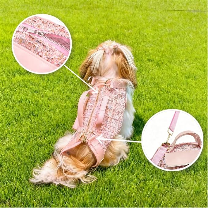 Dog Lift Harness Backpack for Small Dogs, Adjustable Straps Dog Sling Carrier for Hiking, Travel, Outdoor – White Medium