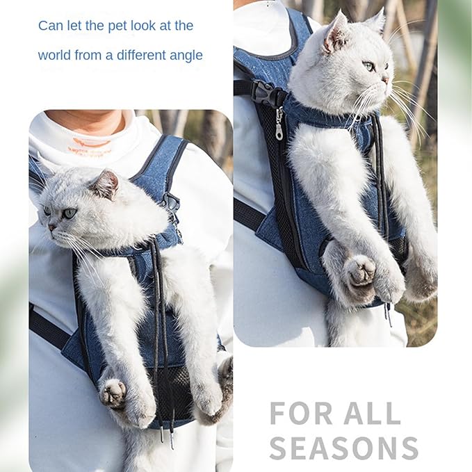 Portable Pet Carrier Backpack, Adjustable Pet Front Cat Dog Carrier Backpack Travel Bag for Small Medium Dogs Cats Puppies, Cat Backpack Carrier for Hiking Cycling (A, S)