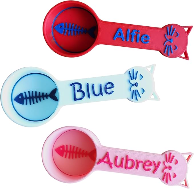 Personalized Cat Food Scoop, Cat Food Measuring Cup with Name, Kibble Scoop (3 oz - 3/8 cup)
