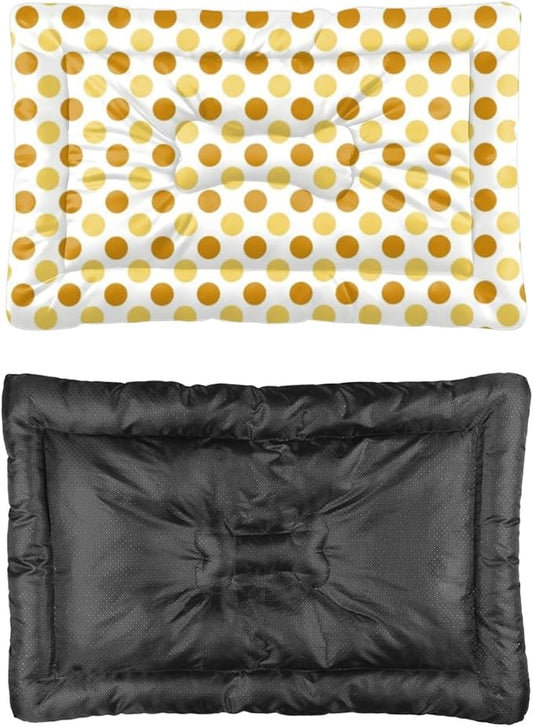 Orange Polka Dot Cute Dog Crate Beds Furniture Dog Crate Mat Pads Washable Bed Washable Non-Slip Beds for Crates Medium Bed for Pet Mat Cushions Indoor Outdoor 36X24 Inch