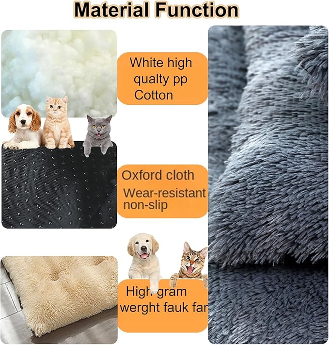 Dog Crate Mat, Dog Bed for Large Dogs, Comfy Fluffy Kennel Pad Anti-Slip for Dog beds & Furniture, Quilted Dog Bed for Pets for Medium/Small Dogs Cats (Color : Brown 2, Size : 30x21)
