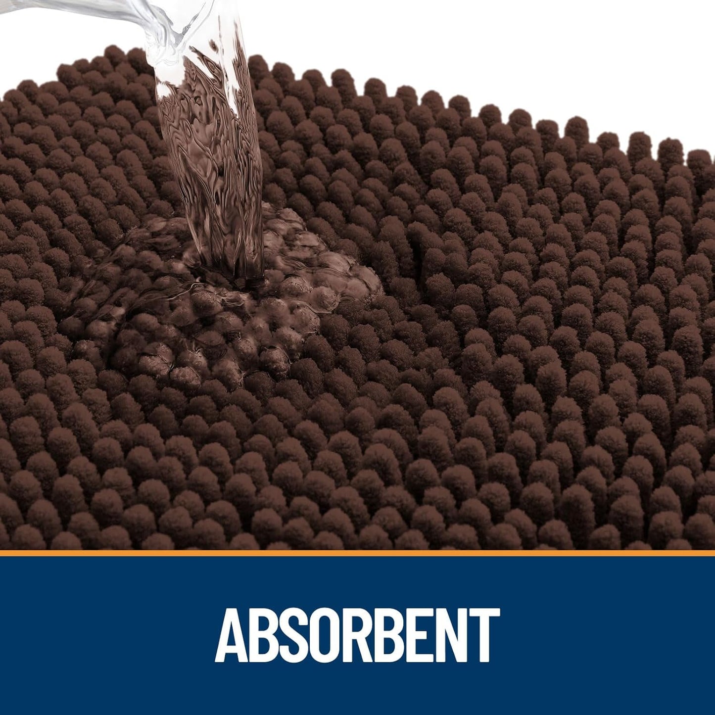 OLANLY Dog Door Mat for Muddy Paws 54x24, Absorbs Moisture and Dirt, Absorbent Non-Slip Washable Doormat, Quick Dry Chenille Mud Mat for Dogs, Entry Indoor Entryway Carpet for Inside Floor, Brown