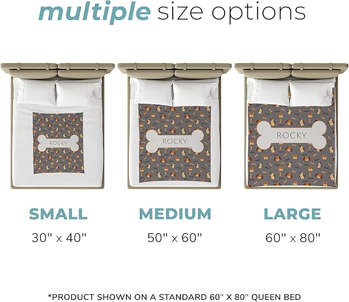 Prints Next Day – Custom 50" x 60" Fleece Pet Lightweight Blanket with Name - Gift for Dog or Cat Owners - Personalized Couch Throw - Puppy Patterned - Printed in America