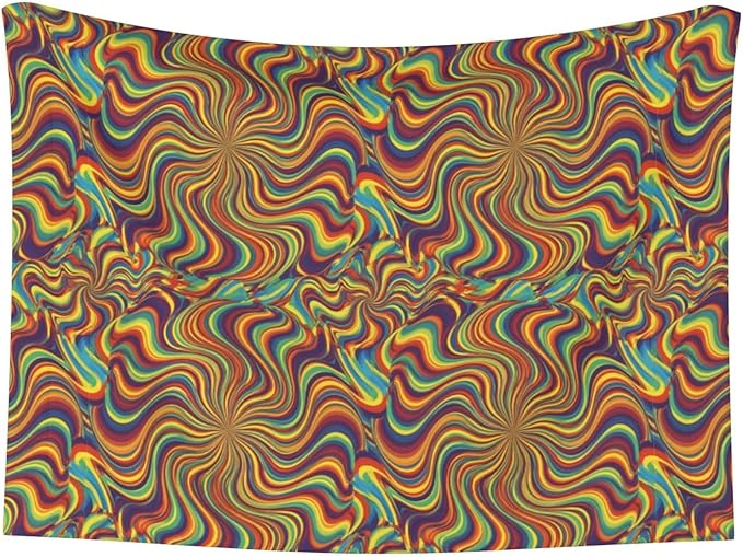 Double Sided Plush Pet Blanket for Small Large Animals, Psychedelic Infinity, Reversible Throw with Dimpled Dot Side and Flat Side for Kennels Living Rooms