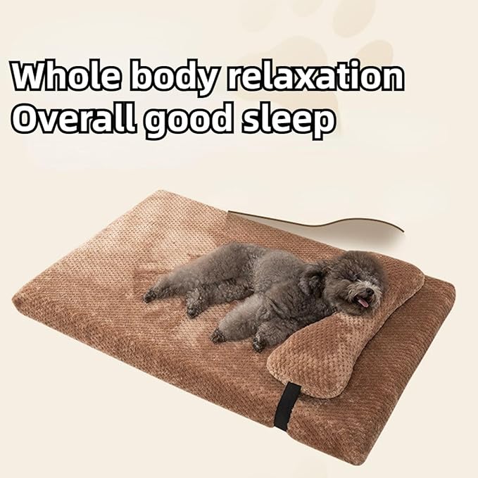 Dog Bed for Small Medium Large Dogs, Dog Mattress with Removable Pillow for Crate Kennel, Sofa Dog Bed, Super Soft Pet Bed for Dogs and Cats, Pet Beds & Furniture (Khaki,Small)