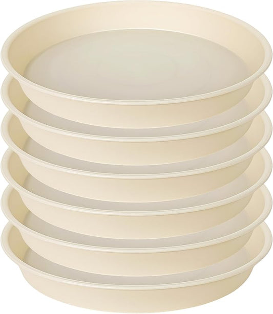 6 Pack of 8 inch Plant Saucer Blue, Plastic Plant Water Tray 8 inch Round, Flower Plant Saucers for Indoors, Dlant Dishes Saucer for Planter 7"/8" (8", Beige)