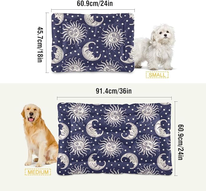 Vintage Sun Moon Pet Bed Cute Dog Bed Mat Absorbing Non Slip Pad Pet Sleeping Mat for Small, Medium, and Large Dogs Puppy Cat 24 in x 18 in