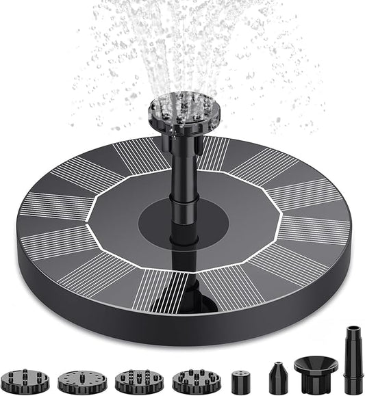 AISITIN Solar Bird Bath Fountain Pump, Solar Fountain Pump for Bird Bath with 6 Nozzles, Solar Powered Water Fountain Pump for Garden, Ponds, Pool, Fish Tank and Outdoor, 1.5W, 1.5W-New
