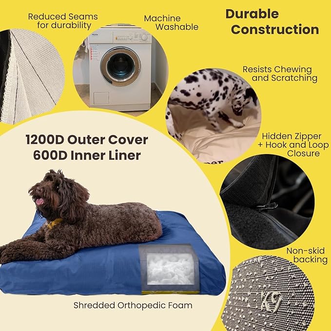 K9 Ballistics Tough Rectangle Pillow Dog Bed - Removable Cover, Washable, Durable & Water Resistant Dog Bed - Medium, Sage Green