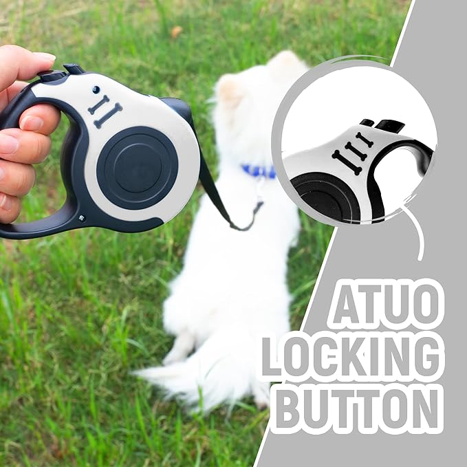 Retractable Dog Leash Automatic Telescopic Tractor Dog Tape, Pet Tape 10/16 FT Durable and Convenient, with Folding Bowl, Dispenser, Rubbish Bags, Suitable for Small and Medium Dogs