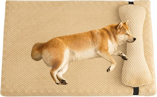 Dog Bed for Small Medium Large Dogs, Dog Mattress with Removable Pillow for Crate Kennel, Sofa Dog Bed, Super Soft Pet Bed for Dogs and Cats, Pet Beds & Furniture (Brown,X-Large)
