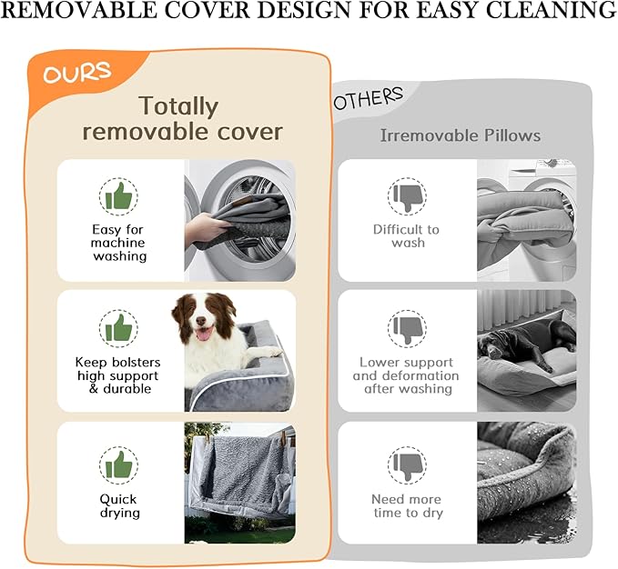 Comfort Expression Orthopedic Dog Bed for Medium Dogs 28x19 Inch, Waterproof Supportive Egg Crate Foam Medium Pet Bed with Removable Bolsters, Dog Couch with Washable Cover & Non-Slip Bottom, Caramel