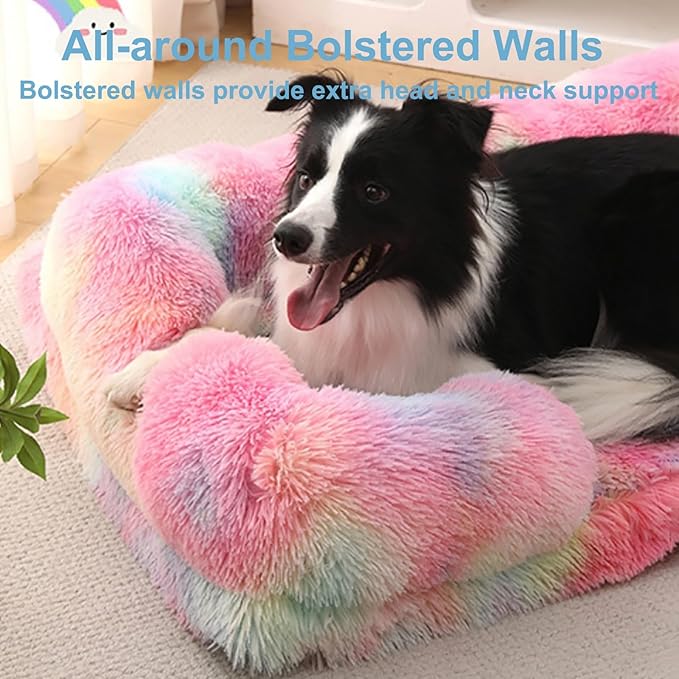 Dog Beds Large Sized dog Orthopedic, Sofa Dog Bed with Waterproof Lining and Nonskid Bottom, Rectangle Washable Dog Bed for Medium Small Dogs and Cats Comfortable ( Color : Black , Size : 43 x 27" )