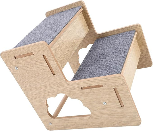 GLEAVI 2-Step Wooden Pet Ladder Ramp for Dogs and Cats, Non-Slip Safety Stair with Portable Design, for Small Pets’ Bed and Furniture Access
