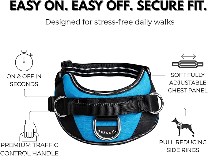 ShawnCo Essential Dog Harness, No-Pull Pet Vest with 3 Leash Clips, No Choke, Reflective, Adjustable and Padded, for Easy Walking and Training for Small, Medium and Large Dogs (ICY Lilac, XS)
