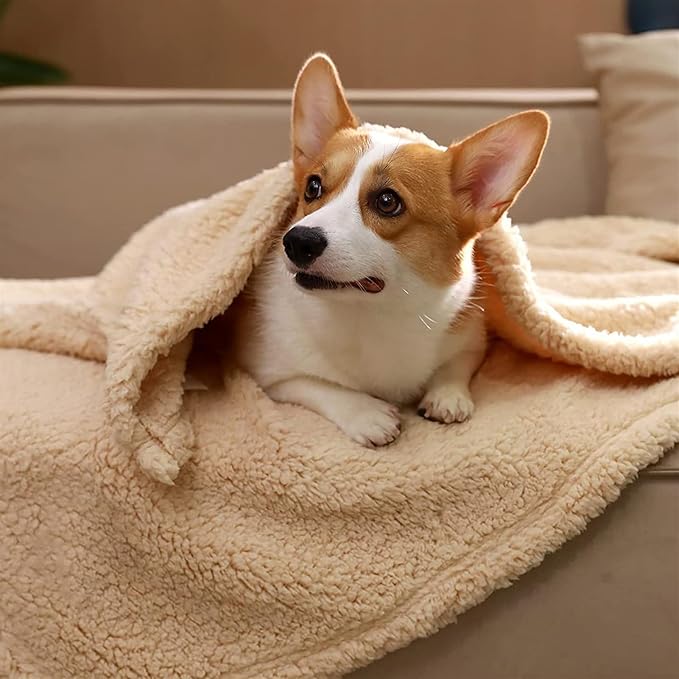 Pet Blankets for Couch Sofa Bed Dog Blankets Reversible Cat Blanket Soft Furniture Protector Cover for Small Medium Large Dogs Cats, Beige, 31 x 39 inches
