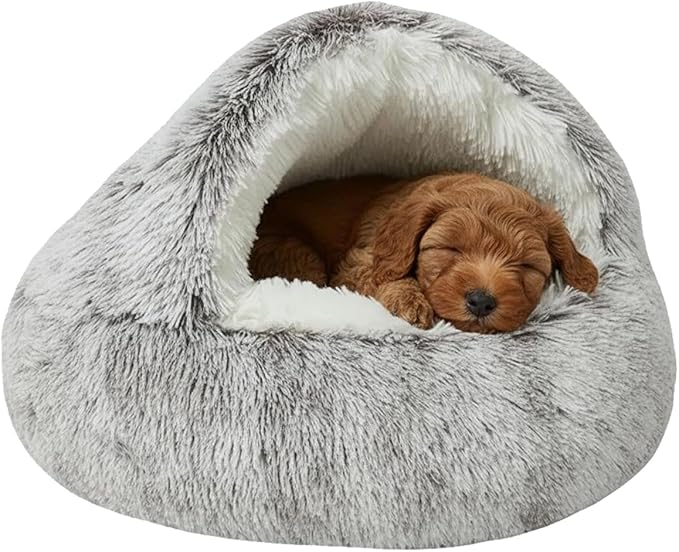 Dog Bed, Dog Bed with Cover Cave, Dual Comfort Design, Pet Bed for Small/Medium/Large Cats and Dogs, Anxiety Relief, Durable & Chew-Proof, Improves Sleep & Behaviour (Coffee, 15in)