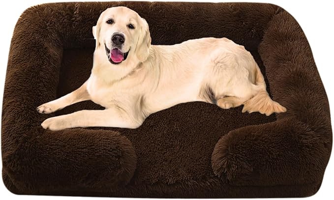 Dog Beds Large Sized dog Orthopedic, Sofa Dog Bed with Waterproof Lining and Nonskid Bottom, Rectangle Washable Dog Bed for Medium Small Dogs and Cats Comfortable ( Color : Brown1 , Size : 17 x 15" )