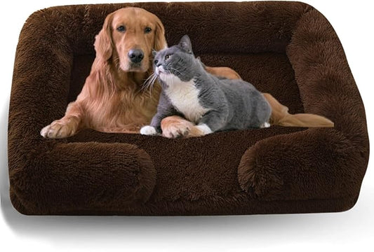 Dog Beds Medium Large Size Dog, Calming Dog Bed with Removable Washable Cover, Waterproof Lining and Nonskid Bottom(Coffee,XXL)