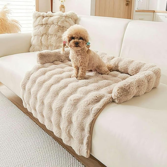 Waterproof Throw Blanket For Dogs & Indoor Cats,Dog Pad Washable Removable Couch Cover,Plush Long Fur Mat with Non Slip Silicone Base,Furniture Protector Gift for New Pet Parents,29.5"x29.5" (coffee)