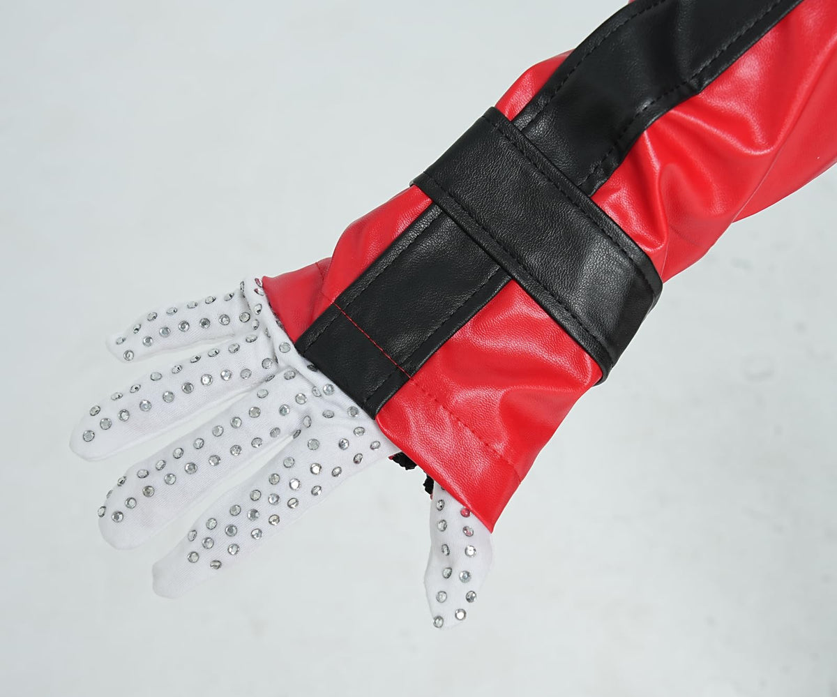 Ciguo Men's Red and Black Leather Jacket Cosplay PU Coat (Red,Medium)