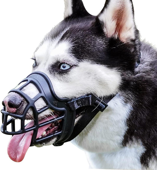 BARKLESS Dog Muzzle, Basket Muzzle Anti Biting Chewing, Sturdy Lightweight Cage Mouth Cover for Small Medium Large Sized Dogs, Allows Panting Drinking, Suitable for Grooming Trimming Training