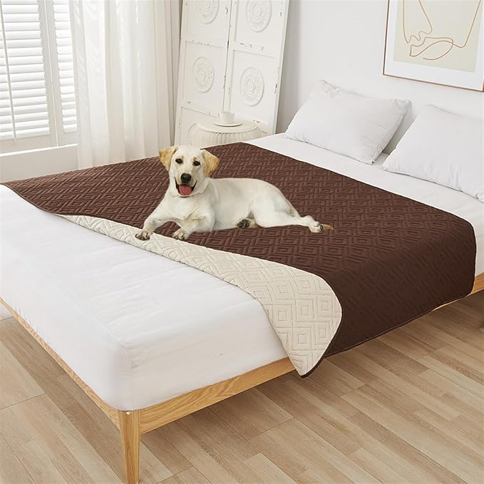 GIBZ Water Resistant Dog Bed Blanket Cover Large Anti Slip Pet Furniture Protector Washable Cat Quilted Mat for Couch, Coffee, 75x180cm