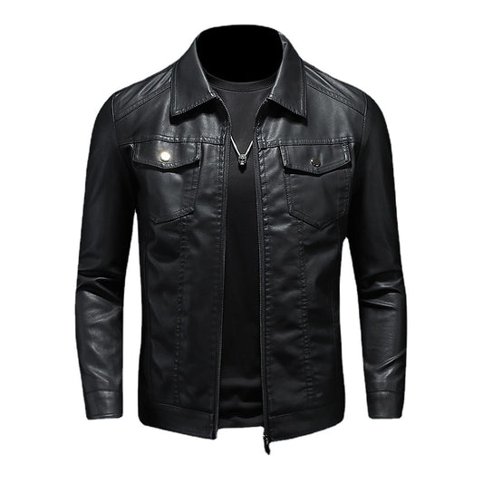ZFBAOJT Mens Leather Jacket Motorcycle Black Biker Jackets Vintage Faux Leather Outwear Casual L