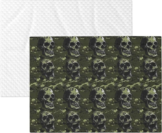 Waterproof Dog Blanket Soft Pet Blanket for Puppy Cat, Fleece Cat Throw Blankets for Furniture Bed Couch Sofa Reversible - Green Camouflage Skull 7