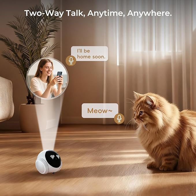 Magic S1 Indoor Security Robot Camera 1080P Movable Pet Camera with App Control, 2-Way Audio, Motion Detection, Night Vision, Auto-Recharge, Smart Home Cam for Pet/Elderly/Baby (White)