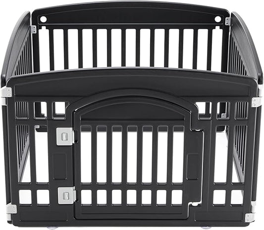 NEWBULIG Dog Playpen 4-Panel, 24IN Puppy Playpen, Stable Dog Play Pen Indoors/Outdoor with Secure Locking Door, Plastic Pet Fence for Small & Medium Dogs