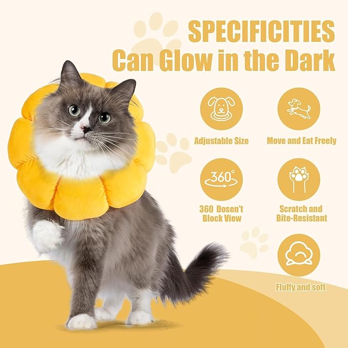 HOMBYS Soft Dog Cone for Dogs and Cats, Cute & Fluffy Flower Shape for Claming, Adjustable Dog Collar Alternative After Surgery, Protective Elizabethan Collar for Dogs Recovery & Stop Licking, L